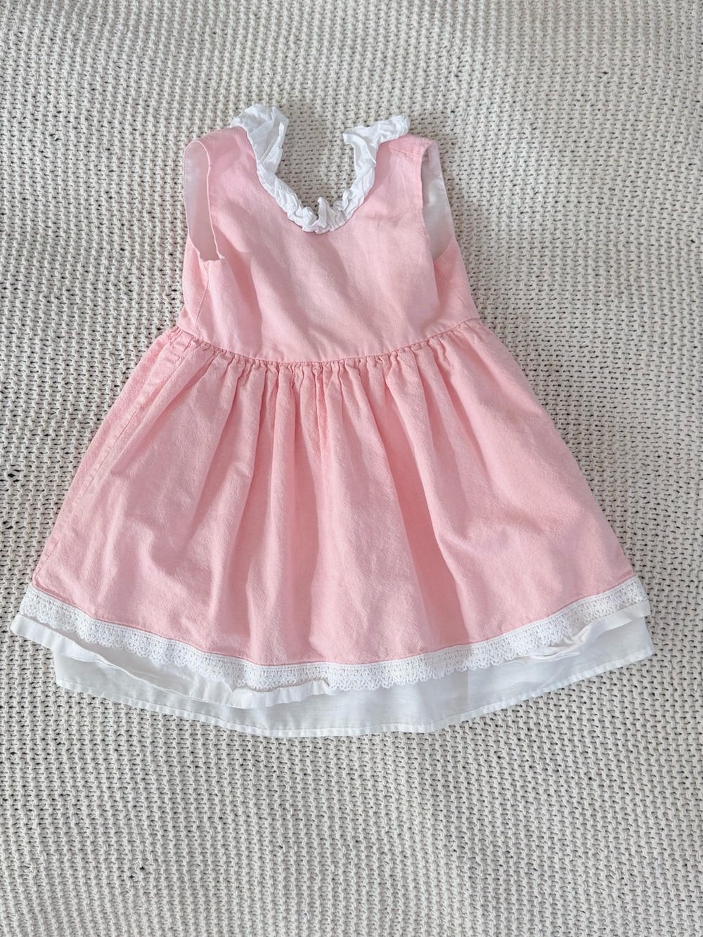 Catherine Malandrino Pink and White Ruffle-Trim Sundress - size 5